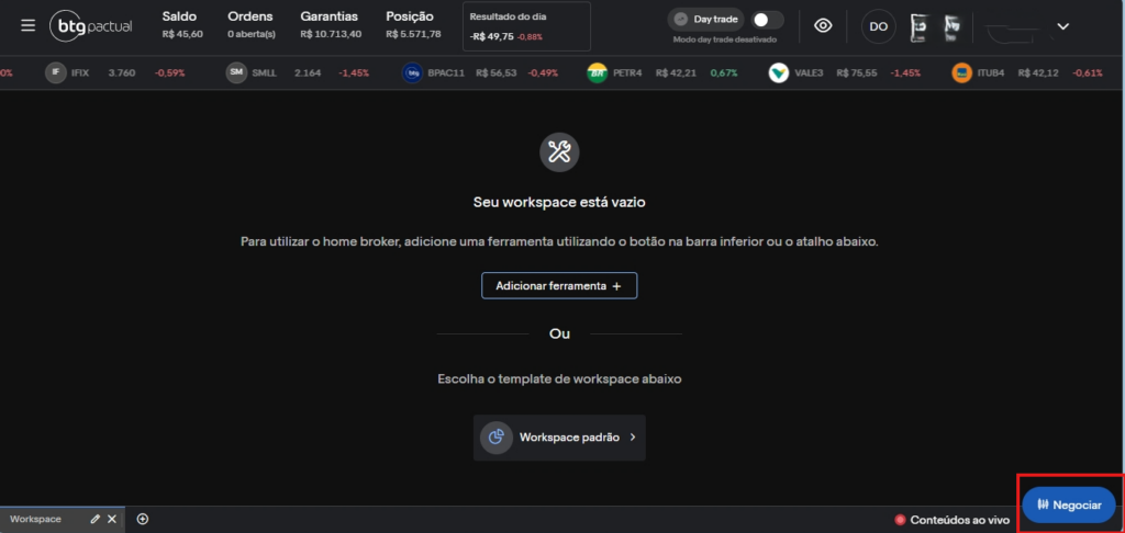 Home Broker da corretora
